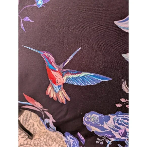 Lily By Firmiana Tunic Womens 1X Multi Floral Humming Bird Blouse Top Stretch - Picture 3 of 12